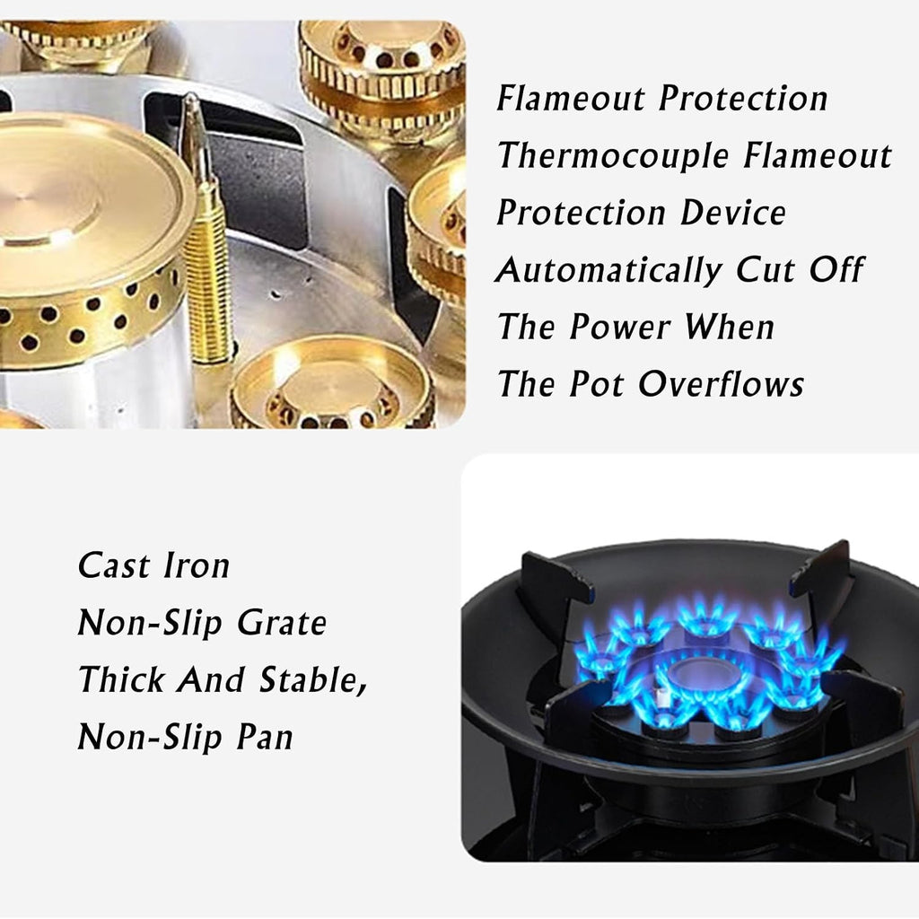 Built-in Gas Stove, 2 Burner Gas Stove, 5.0KW/5.2KW Nine-Cavity Timer (Independent On Both Sides) High Flame, Independent Stove Camping Outdoor (Size : LPG)
