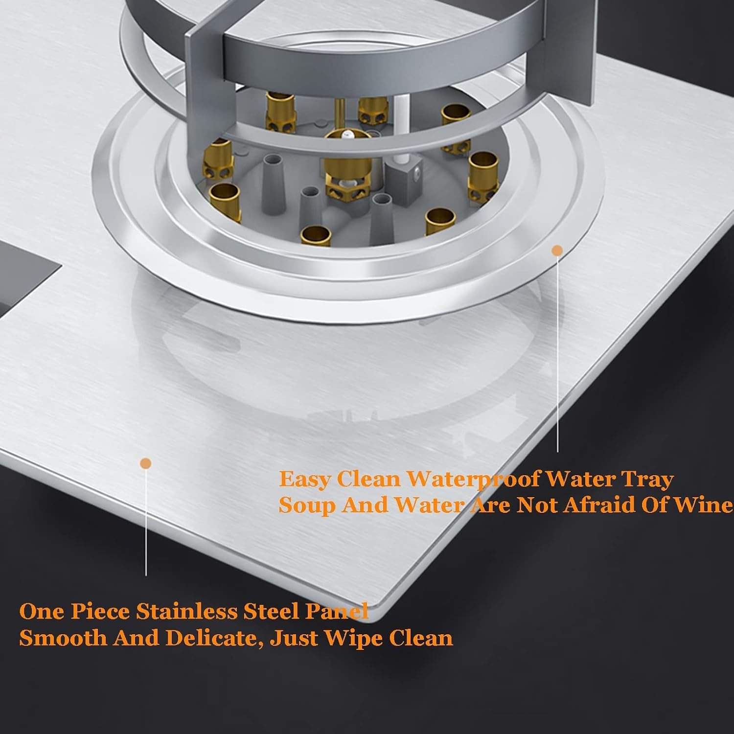 Gas Stove,17760 BTU Stainless Steel Tabletop/built-in Gas Cooktop 2 Burners,Nine-chamber High Flame,Timer Off LPG/NG (Size : NG)