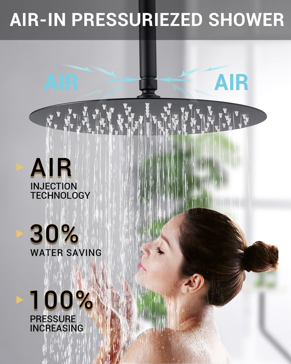 Dasan Rainfall Full Body Shower Faucet System with 12'' Round Shower & 6'' Shower Head,Matte Black Dual Shower Head Faucets Set with Handheld & Valve, Double Shower Head System for Couples/ 2-Person