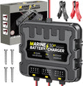 3 Bank Marine Battery Charger 30A (10A/Bank) 10X3, 12V,Waterproof,lifepo4 Boat Battery Charger Maintainer and Desulfator for AGM, Lithium,Deep-Cycle Batteries Boat Accessories