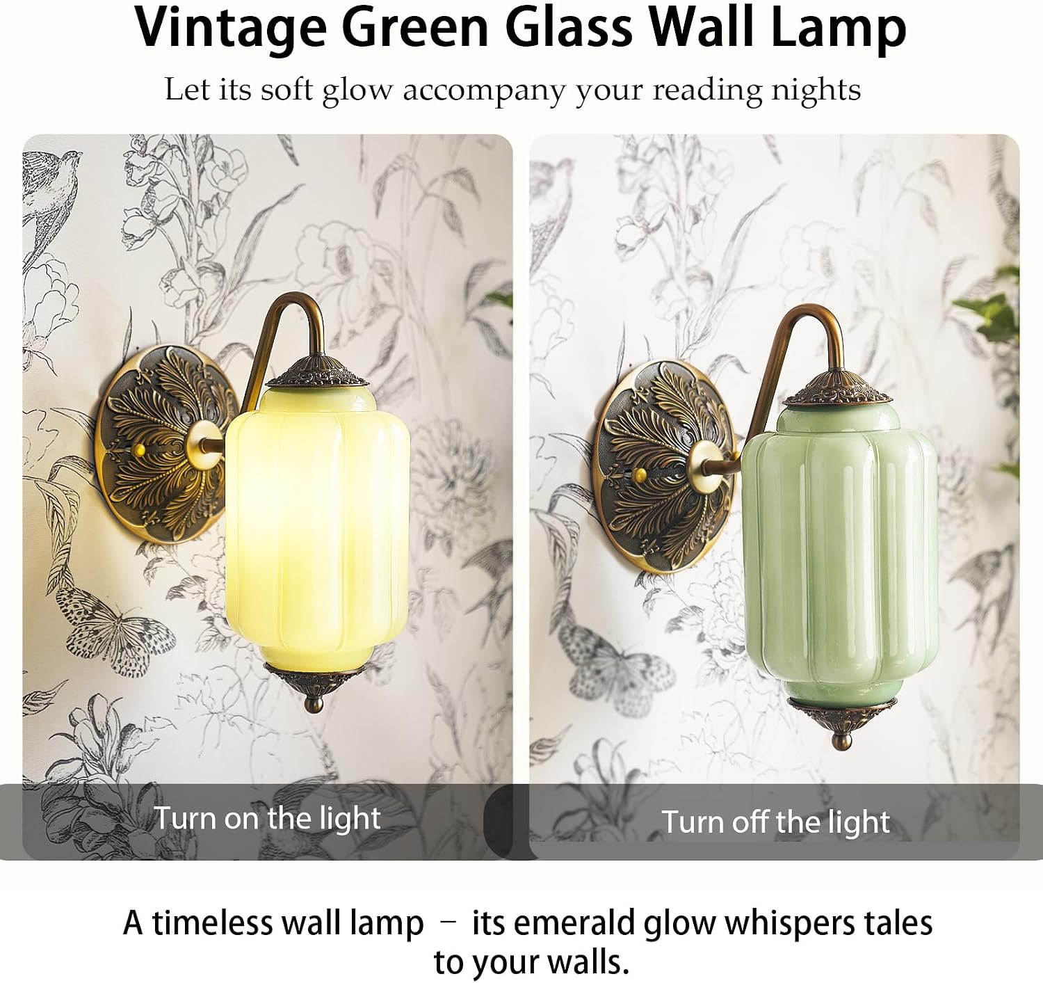 2-Pack Antique Gold Milk Glass Wall Sconce - Vintage Green Shade & Brass Finish Base - Indoor Wall Lighting Fixture for Living Room, Bedroom, Bathroom, Hallway, Entryway (2 Pack/Green)