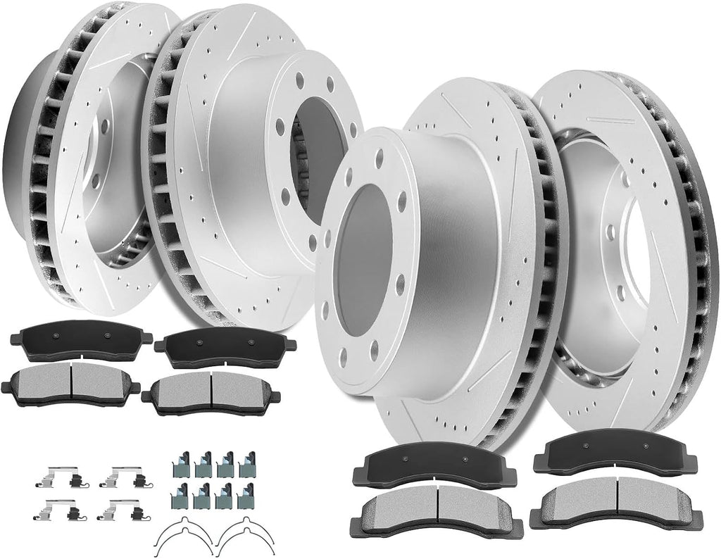 SCITOO 120.65086,54078 ATD824C,D824-7625 120.65071,54074 ATD757C,D757-7626 Front Rear Brake Pads and Rotors Fit For 2000-2005 For Ford Excursion,1999-2004 For Ford F-250 Super Duty