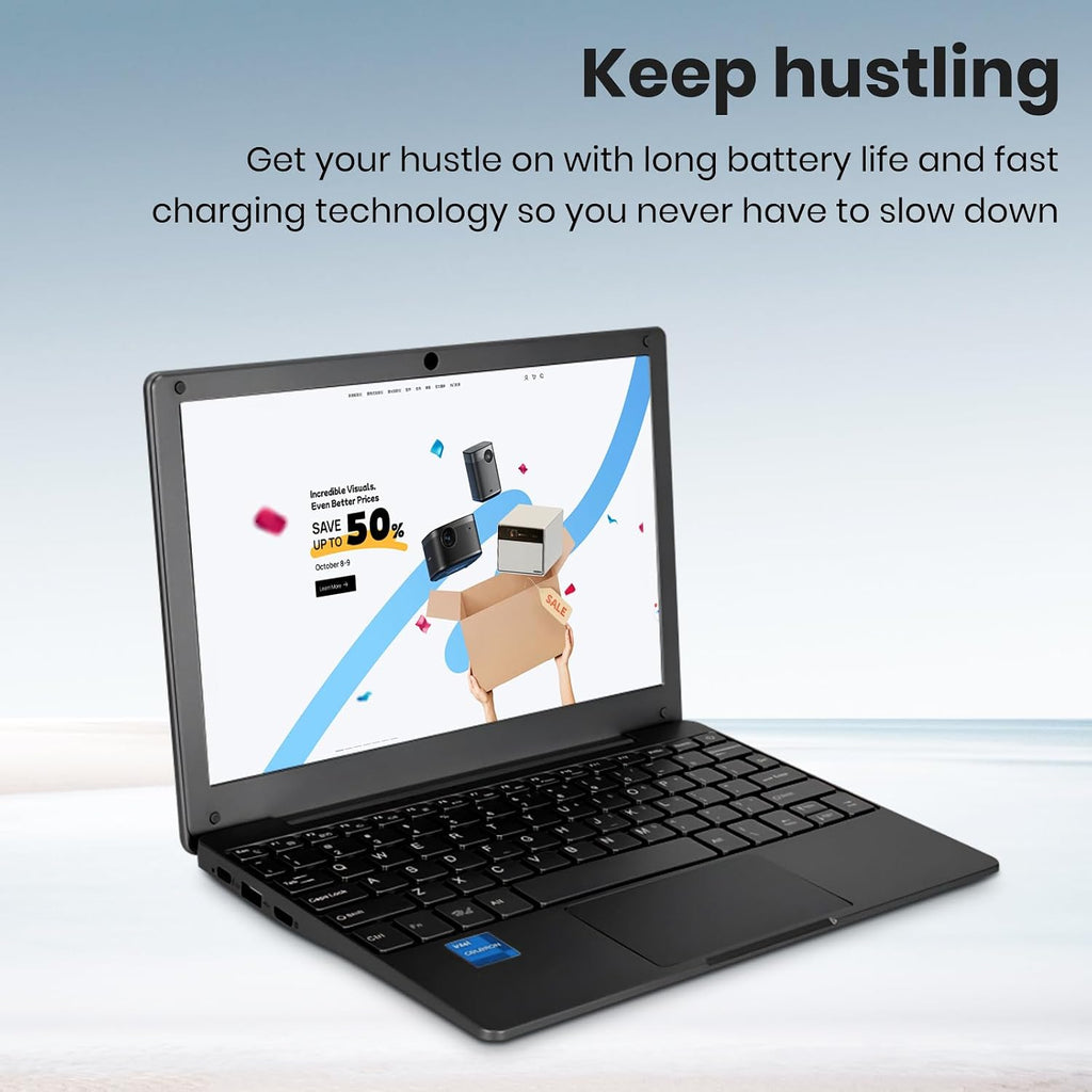 Portable Mini Education Laptop Computer with Celeron N4000 CPU 8GB RAM 256GB SSD HD IPS Screen, Laptop Computer for Learning, Office Work (Black)