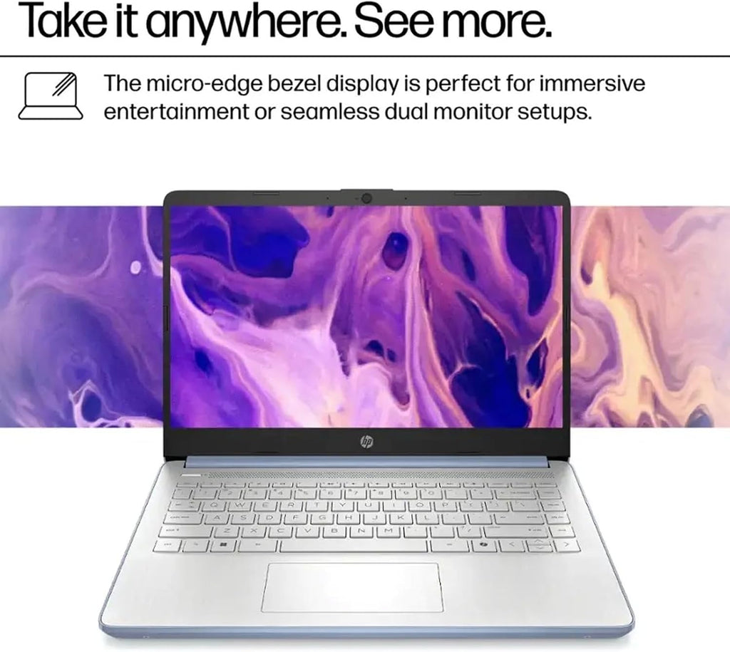 HP 2025 Student Business Laptop Computer - w/1 Year Office 365, 16GB RAM, 128GB UFS & 256GB SD Card, Ai Copilot Intel 4-Core Processor, HD Display, Windows 11 Pro(Blue)