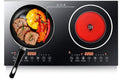 DYRABREST Electric Double Induction Cooktop,110V LCD Display Induction Hot Plate with 8 Levels Firepower and Multiple Cooking Modes,Far Infrared Heating Countertop Burners for Home (type 1)