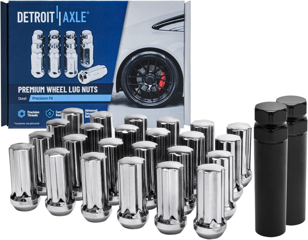 Detroit Axle - Front Wheel Bearing Hubs Brake Rotors Kit for Chevy Trailblazer SSR GMC Envoy XL Buick Rainier Isuzu Ascender Saab 9-7X, 12.8' inch Brake Rotors Wheel Bearing Hubs Lug Nuts Replacement