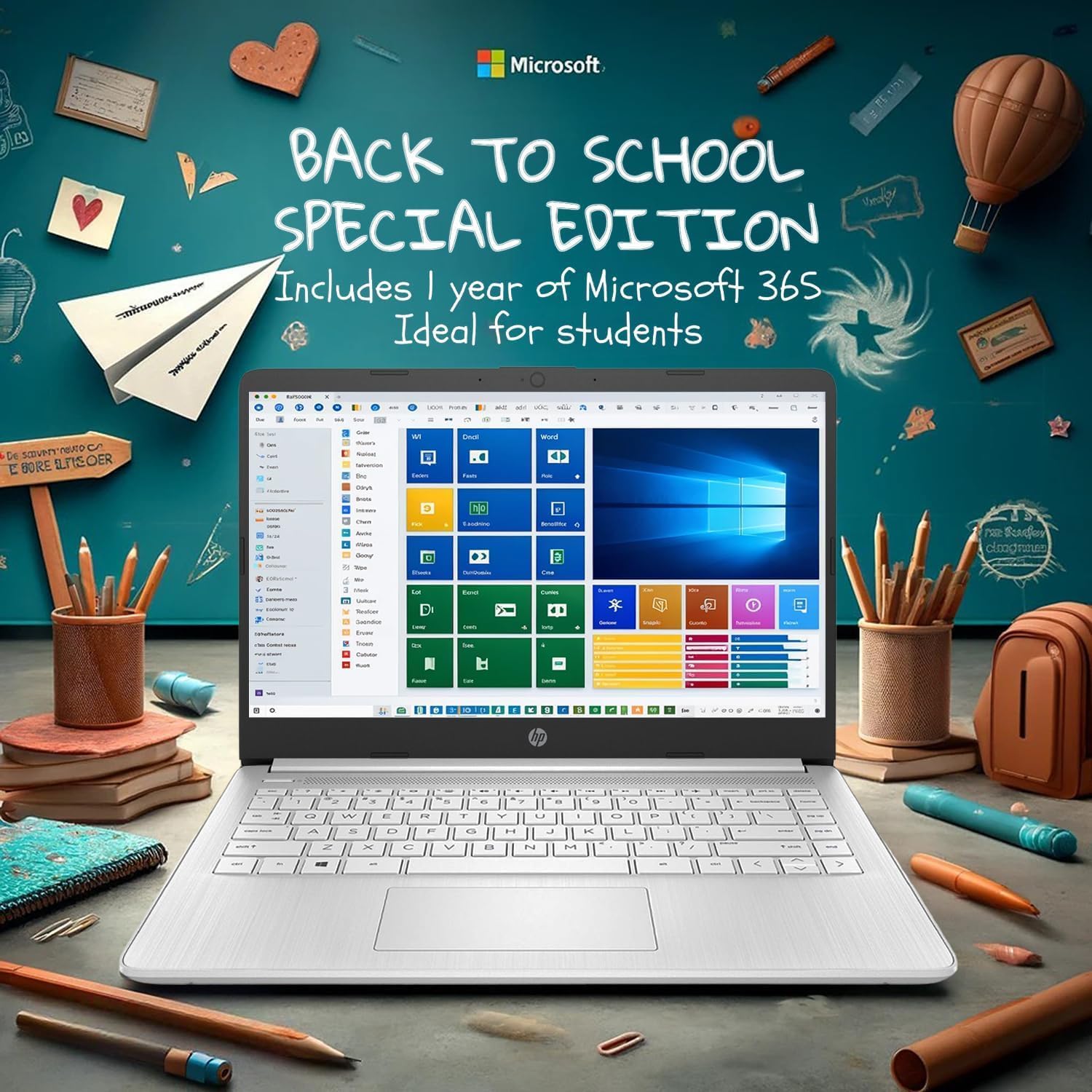 HP 14 Ultrabook • Back to School Limited Edition with Microsoft 365 • Intel 4-Core CPU • 16GB RAM • 1600GB Storage (64GB OnBoard withHP 512GB P500 Portable SSD + 1TB OneDrive) • Snow White • Win 11
