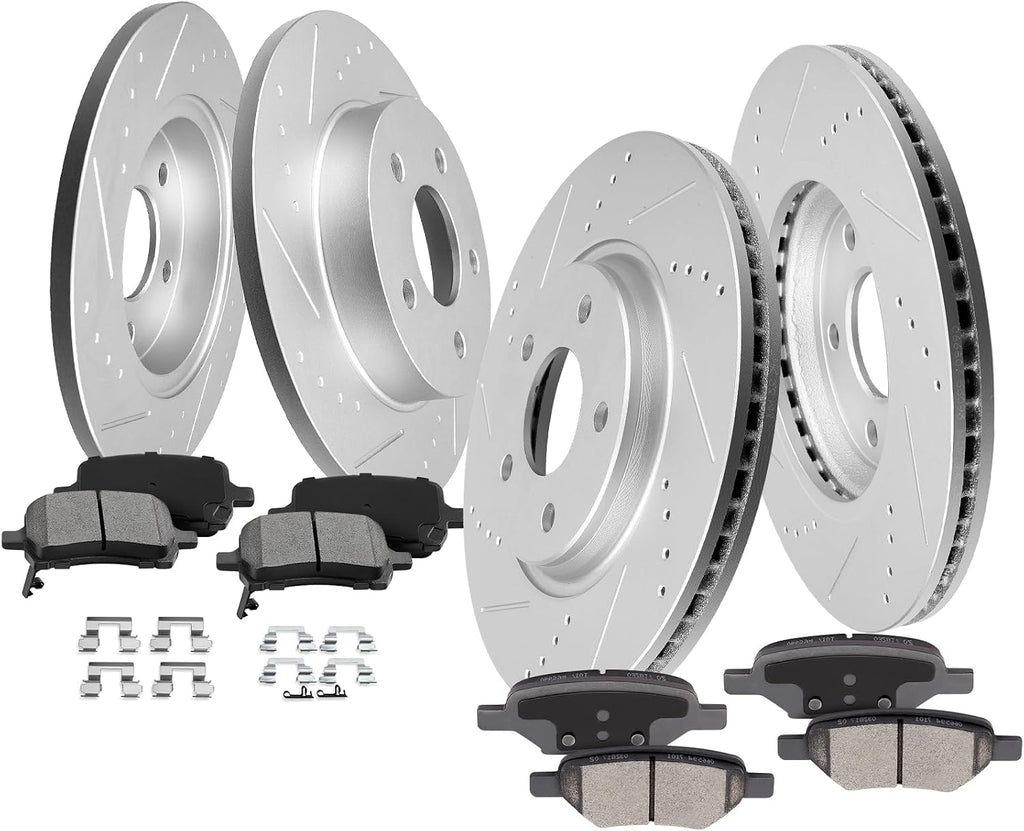 SCITOO Front 11.65' Rear 10.63' Brake Pads and Rotors Kits Fit For Chevy Cobalt/For Malibu,For Chevy HHR 08-10,For Pontiac G5 07-10,For Pontiac G6 05-10,For Saturn Aura 07-09,For Saturn Ion 03-07