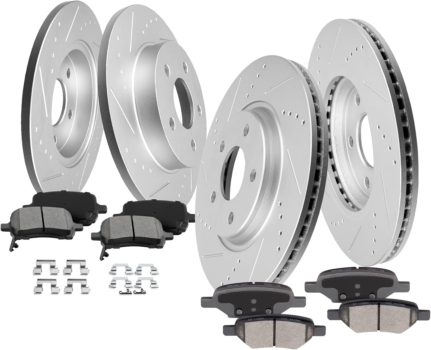 SCITOO Front 11.65' Rear 10.63' Brake Pads and Rotors Kits Fit For Chevy Cobalt/For Malibu,For Chevy HHR 08-10,For Pontiac G5 07-10,For Pontiac G6 05-10,For Saturn Aura 07-09,For Saturn Ion 03-07