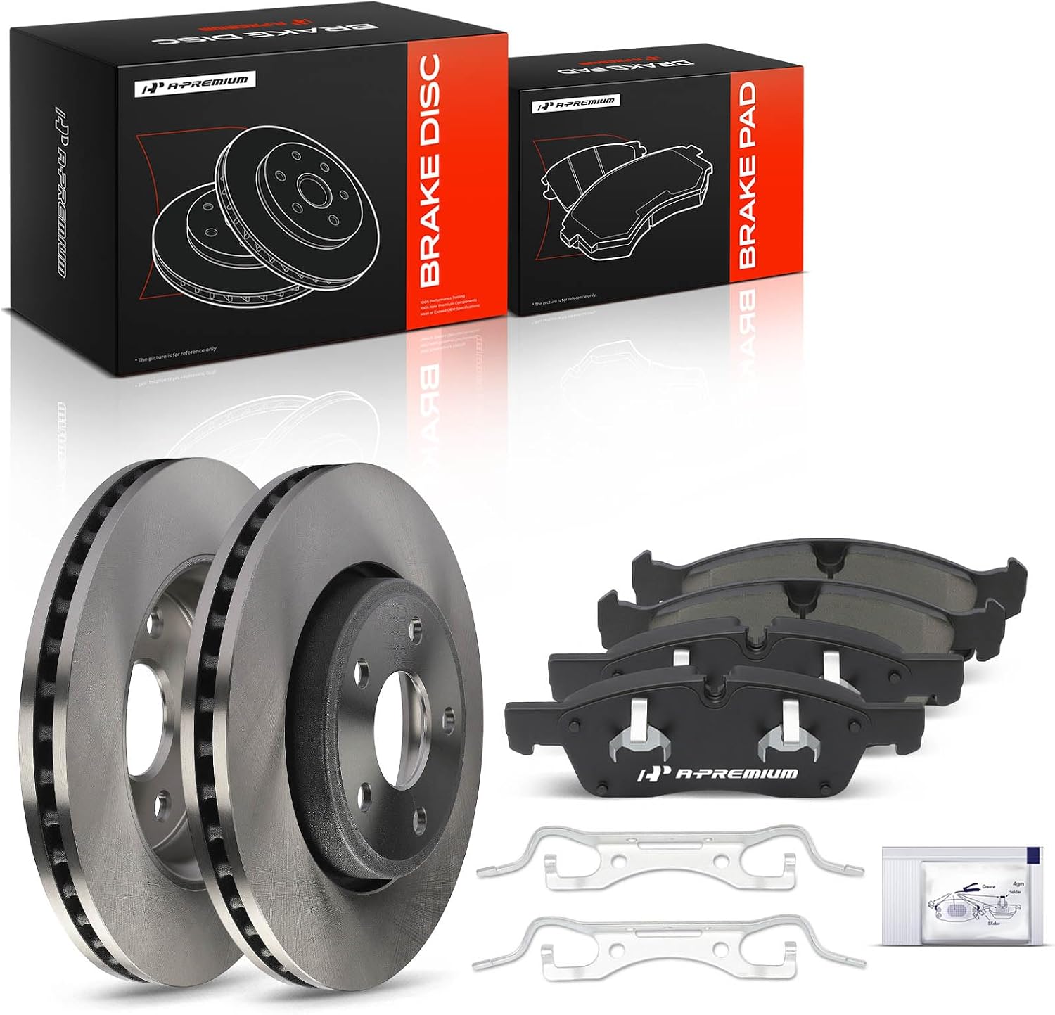 A-Premium 12.99 in (330 mm) Front Vented Disc Brake Rotors + Ceramic Pads Kit Compatible with Select Dodge and Jeep Models - Durango 2011-2020, Grand Cherokee 2011-2018, 6-PC Set