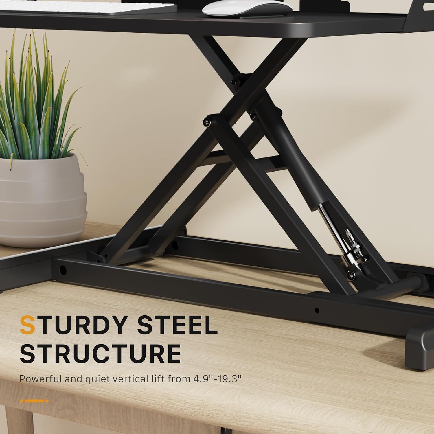 JOY worker Standing Desk Converter, 35' Wide Height Adjustable Sit Stand Up Desk Riser with Keyboard Tray, Desktop Workstation Riser for Home Office Computer Laptop, Particle Board, Black