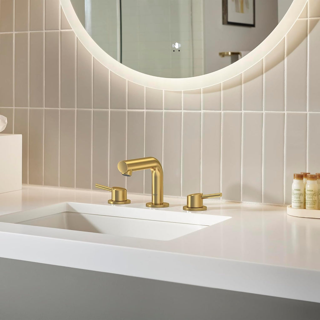 GROHE 20572GN1 Concetto, 8-inch Widespread 2-Handle S-Size Bathroom Faucet 1.2 GPM, Brushed Cool Sunrise (Brushed Gold)
