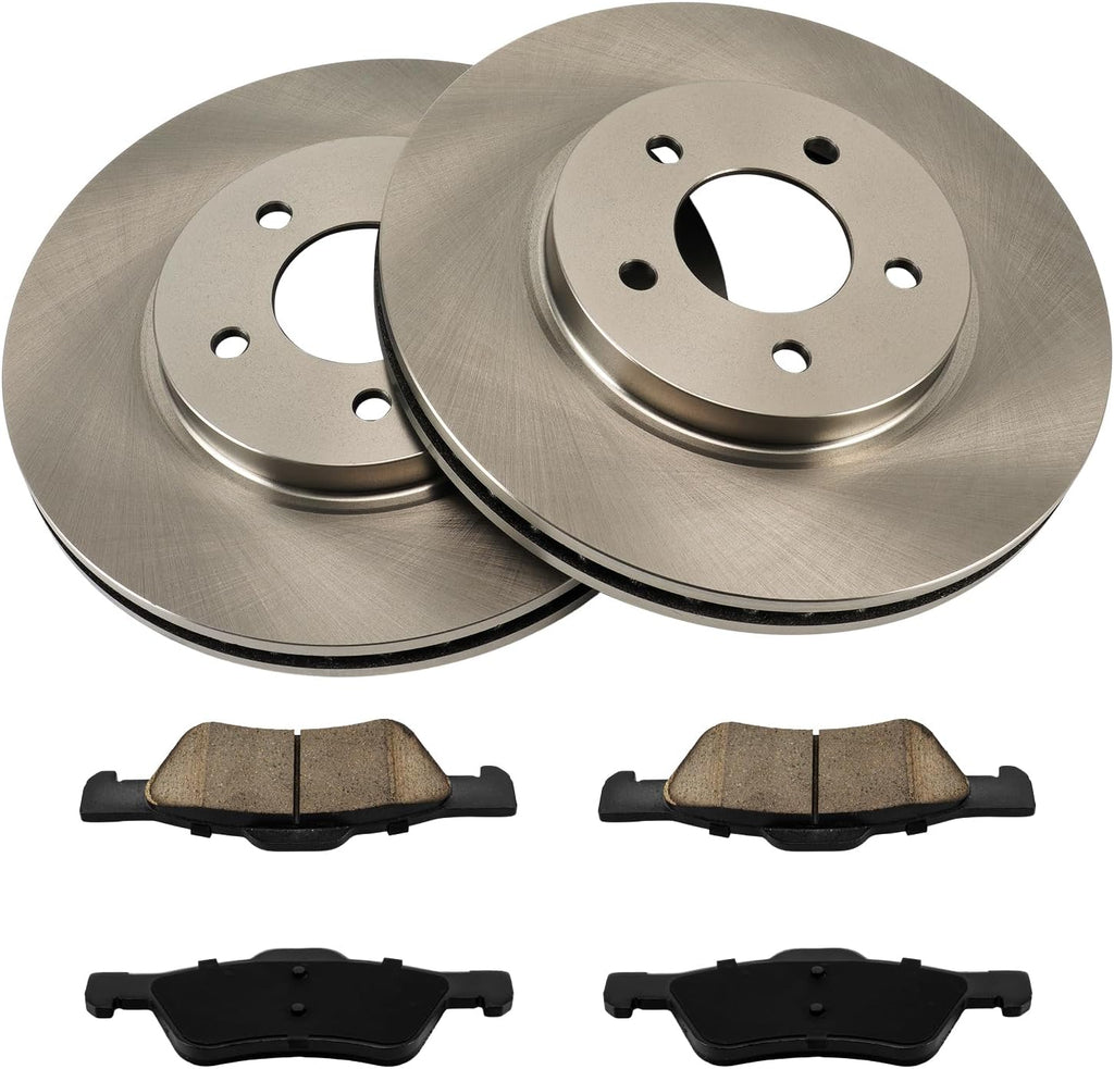 KAX Front Rotors and Brake Pads kit ford Escape 2005-2010, Mercury Mariner 2005-2010, for MAZDA Tribute, Vented Disc Brake Rotor Brake Pad Replacement (#54123+D1047, 11.93inch, 303MM)