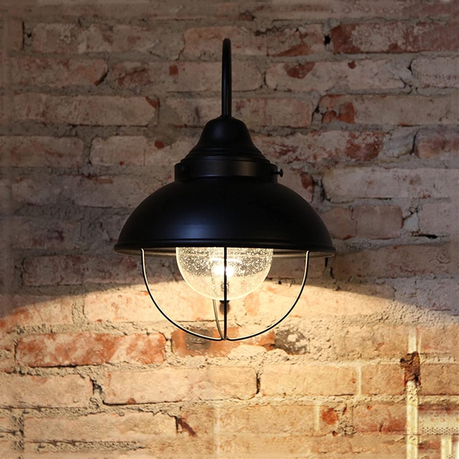 Wall Lights , Modern Wall Sconce, European Wall Light Black Retro Loft Glass Shade Wall Light Fixture V-intage Industrial Wrought Iron Wall Lamp Corridor Garage E-dison E27 Wall Sconce Barn Lighting