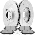 SCITOO Brake Kits - (2) Front Drilled and Slotted Brake Rotors (4) Ceramic Pads for 93-05 for Lexus GS300,98-00 for Lexus GS400,01-05 for Lexus GS430,01-05 for Lexus IS300,02-10 for Lexus SC430