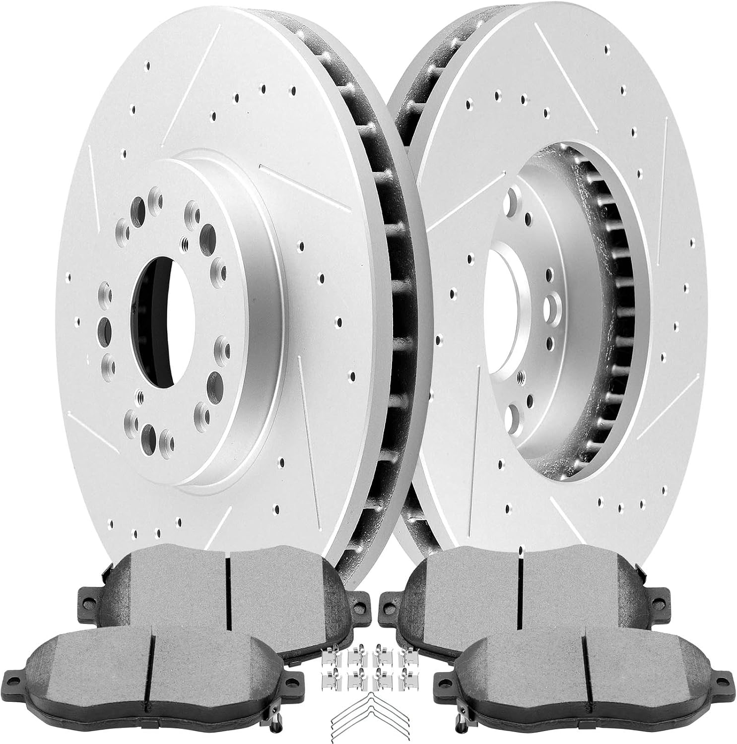 SCITOO Brake Kits - (2) Front Drilled and Slotted Brake Rotors (4) Ceramic Pads for 93-05 for Lexus GS300,98-00 for Lexus GS400,01-05 for Lexus GS430,01-05 for Lexus IS300,02-10 for Lexus SC430