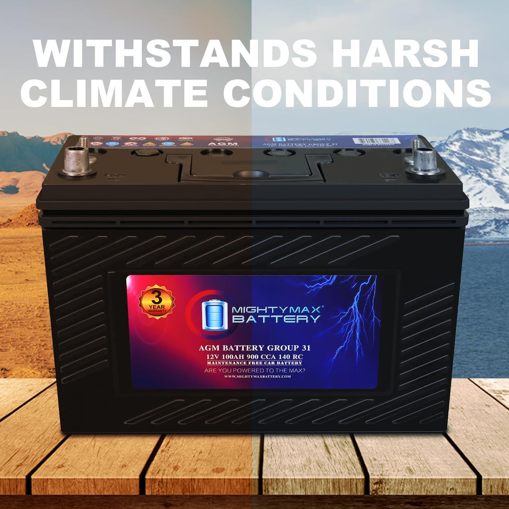 Mighty Max Battery MM-G31 Start and Stop Car BCI Group 31 12V 100AH, 140RC, 900 CCA, Rechargeable AGM Car battery