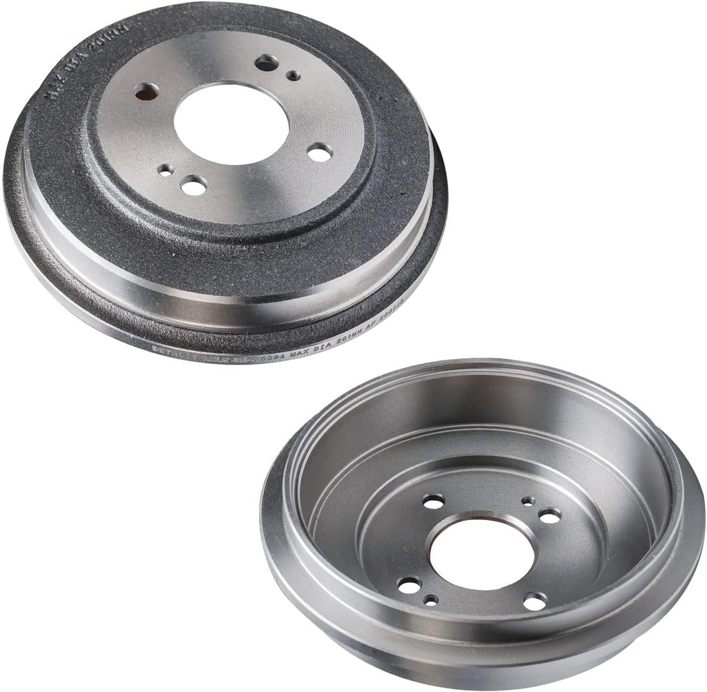 Detroit Axle - Front Drilled Slotted Disc Brake Rotors Ceramic Brake Pads Rear Brake Drums Shoes Replacement for 2009-2013 Honda Fit: 10.32'' inch Front Rotor