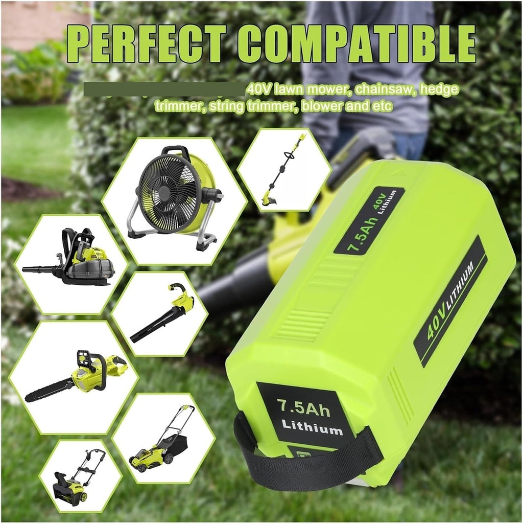 OUTMX 40V 6.0AH 7.5Ah Replacement Batteries Compatible for Ryobi Battery 40V Power Tools OP4075A OP4026 OP4060 OP4050 OP4040 OP4030(6.0Ah Battery)