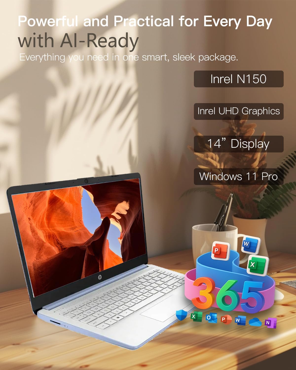 HP Flagship Everyday Laptop Computer - Win 11 Pro & AI-Powered 1-Y Office 365 • Intel Quad-Core(up to 3.4GHz) • Long Battery • 16G RAM • 128G UFS • w/256G SD Card & DVD Drive for Student & Business