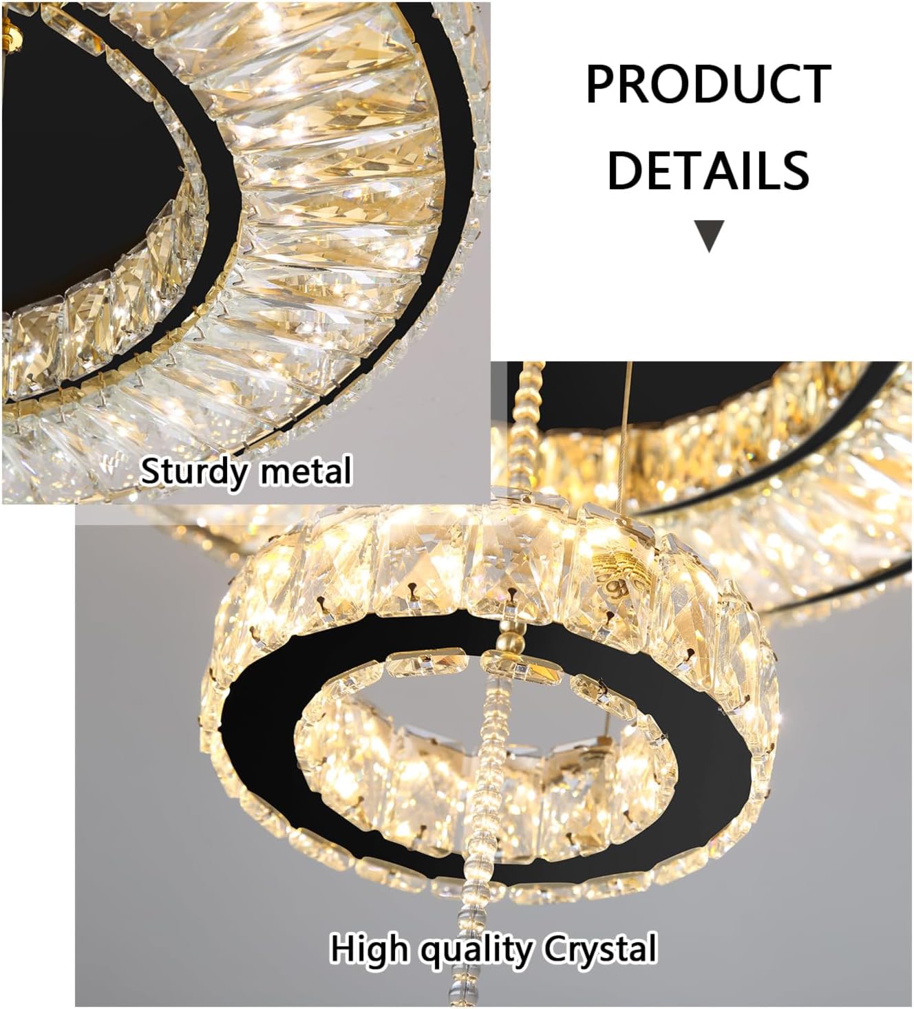 Modern Chandelier Bedroom Light Indoor LED Dimmable Lights Ceiling Chandeliers for Dining Room Kitchen Entryway Black 30W LEDs Fixtures 2400 Lumens