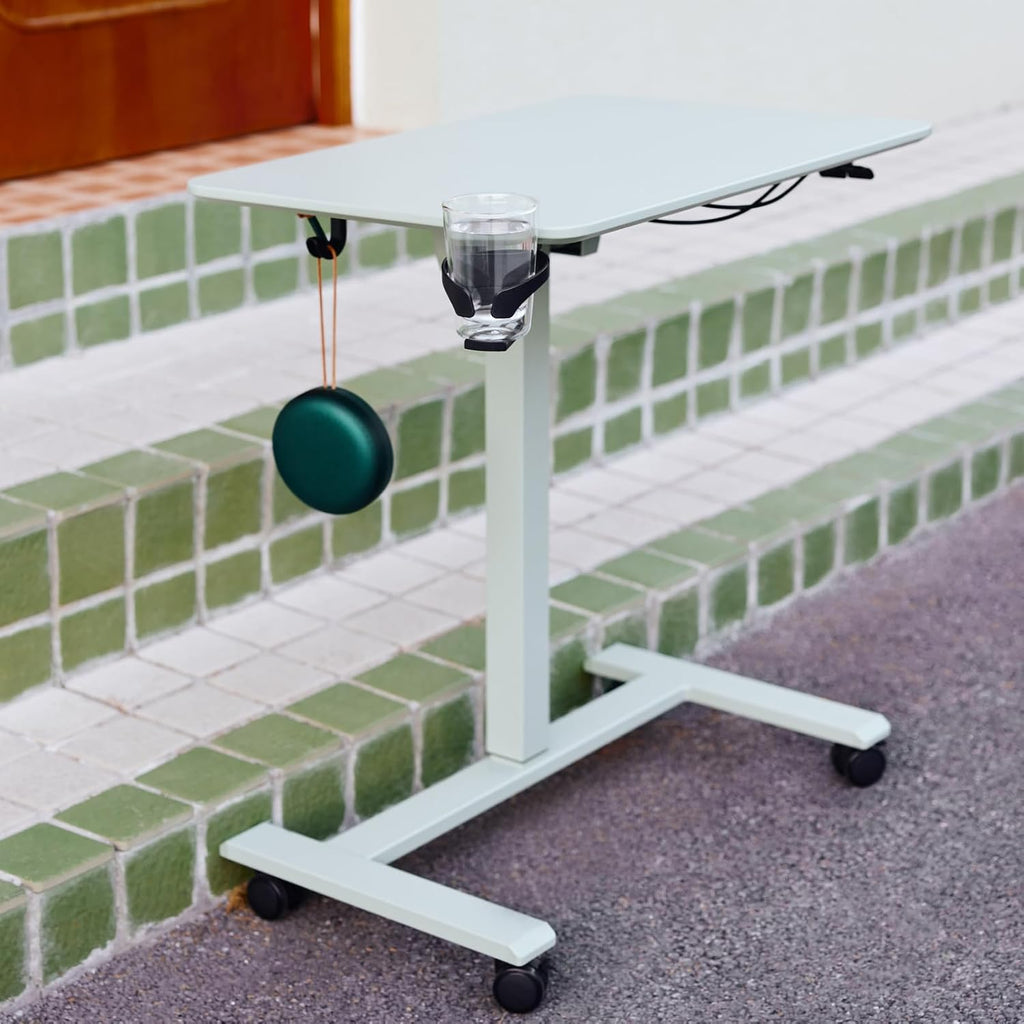 TopJob ANYDESK FOLD Mobile Standing Desk, Portable with Lockable Wheels, Foldable Stand Desk, Rolling Computer Workstations, Used for Home, Couch Side Table, Bedside Table in Bed Room Kitchen