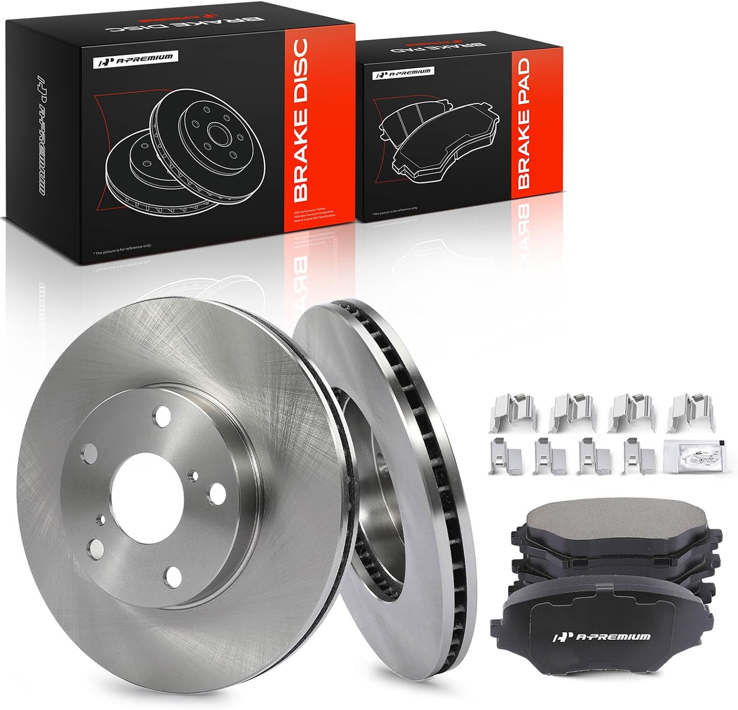 A-Premium 10.83 inch (275mm) Front Vented Disc Brake Rotors + Ceramic Pads Kit Compatible with Select Toyota Model - RAV4 2001 2002 2003 2004 2005, 2.0L 2.4L, 6-PC Set