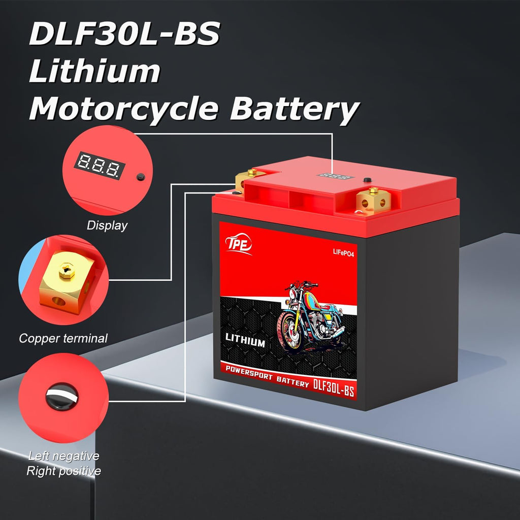 TPE YTX30L-BS Lithium Powersports Battery 12V 14AH 720A Lithium Motorcycle LiFePO4 Battery DLF30L-BS
