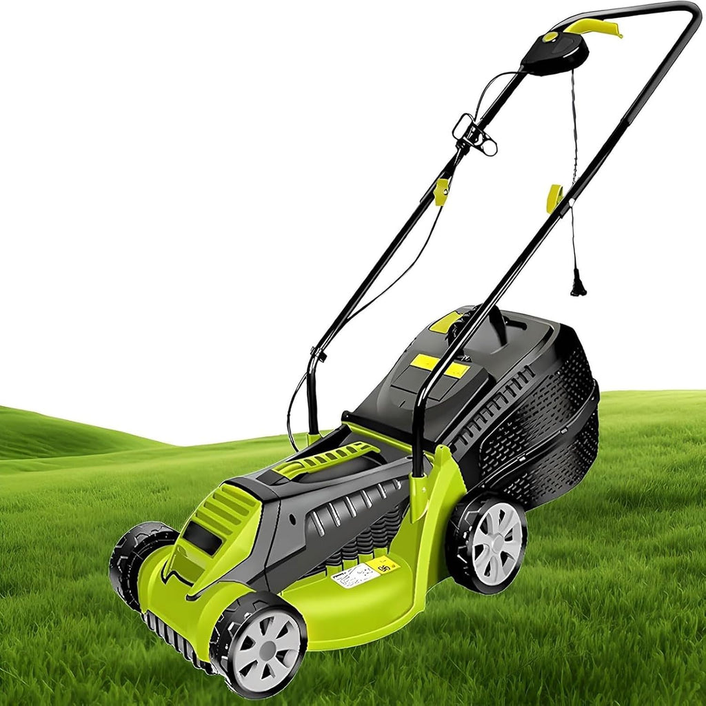 Electric Lawn Mower,1600W Cordless Foldable Lawnmower with 30L Large Grass Box, 32cm Cutting Width, 3 Adjustable Cutting Heights (25-65mm),Foldable Handle,for Garden Lawn
