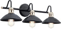 Kichler Clyde 3-Light Bathroom Vanity Light Fixture with Vintage Industrial Design in Black Finish, Wall Mount Over Mirror Lighting for Bathroom (7.25' x 26.5' x 8.25'), 45945BK