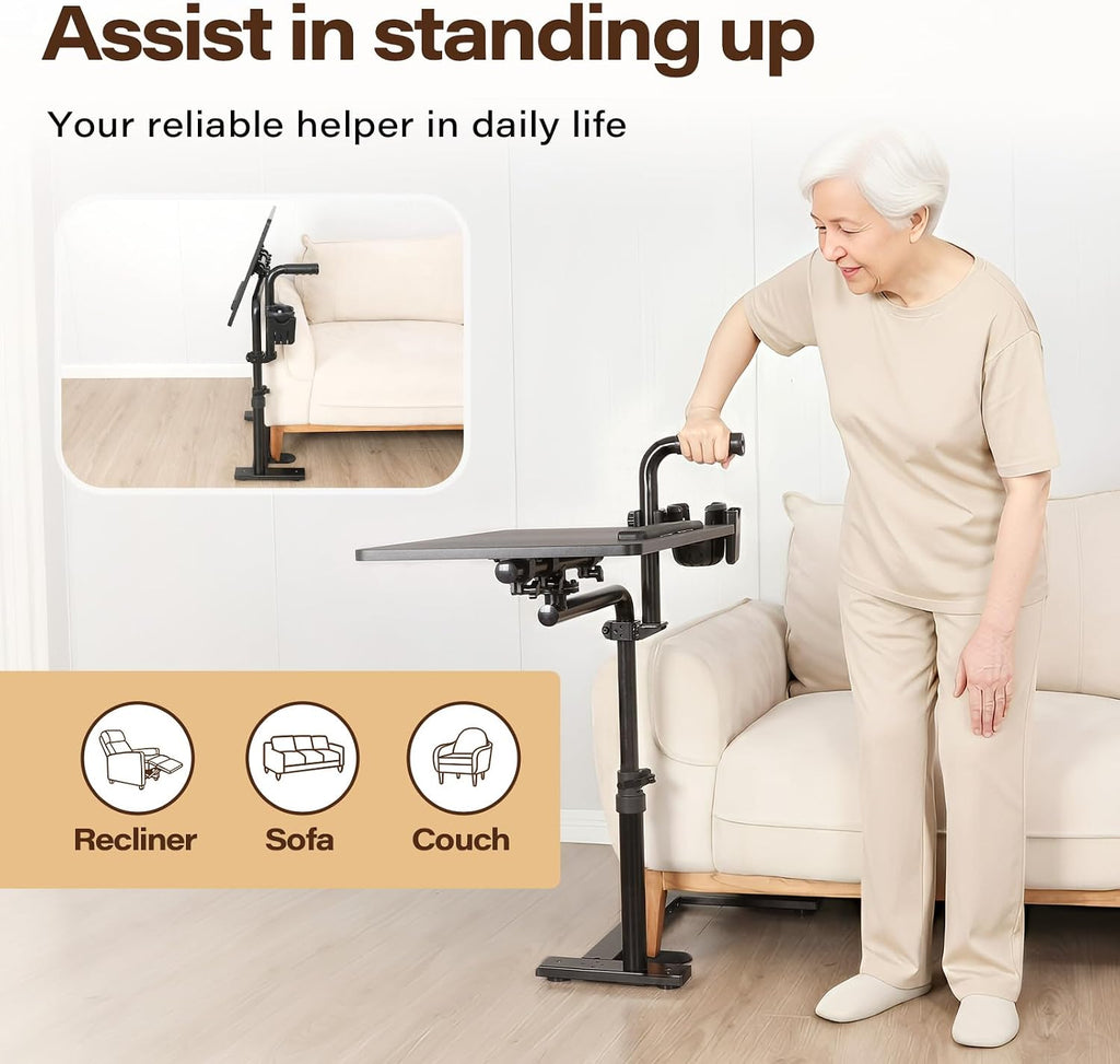 23.6'*15.7' Tray Table, 360° Swivel Table for Recliner, Tv Tray with Ergonomic Stand Assist Safety Individually Adjustable Handle, Laptop Desk for Couch, Sofa and Recliner