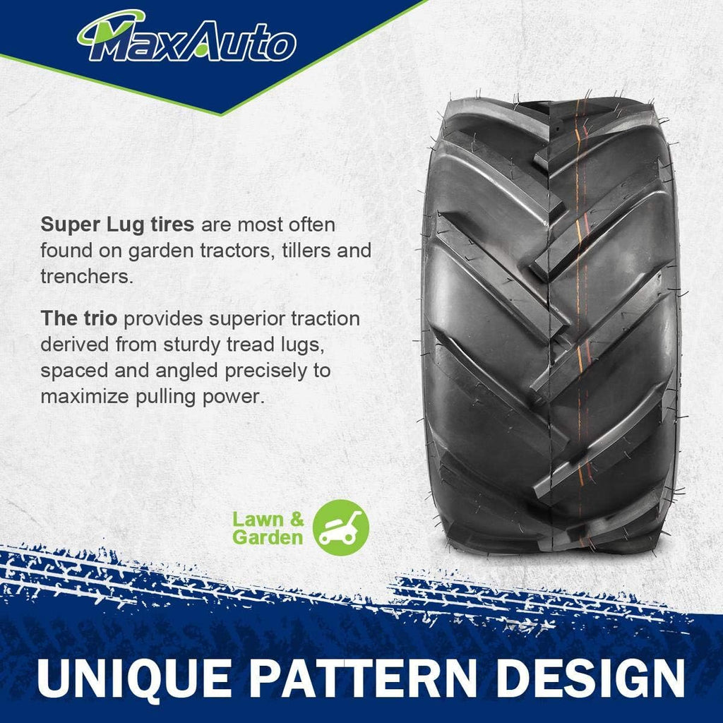 MaxAuto 20x10-8 Ag Lug Riding Mower Tires, 20x10.00-8 Garden Tractor Turf Tires, 20x10x8 Super Lug Ag Tractor Tire, 4Ply Tubeless, 1190lbs Capacity, Set of 2