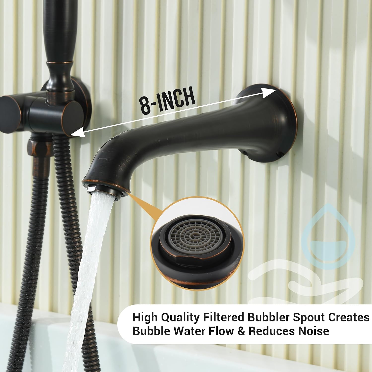 DASAN Antique Wall Mount Tub Filler Faucet with Hand Held Shower, Oil Rubbed Bronze Bathtub Faucet with Sprayer Wall Mounted Roman Bath Tub Faucet Set with High Flow Rough in Valve, AT201TF-ORB
