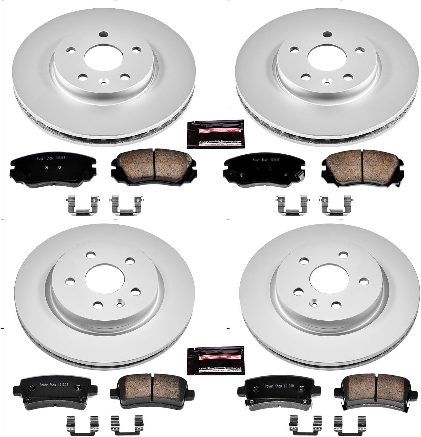 PowerStop Front and Rear Brake Kit for Buick Allure 2010 |LaCrosse 2010-16 |Regal 2011-17 |Chevrolet Impala 2014-20 - Fully-Coated Disc Rotors with Z17 Ceramic Brake Pads Replacement, CRK5515