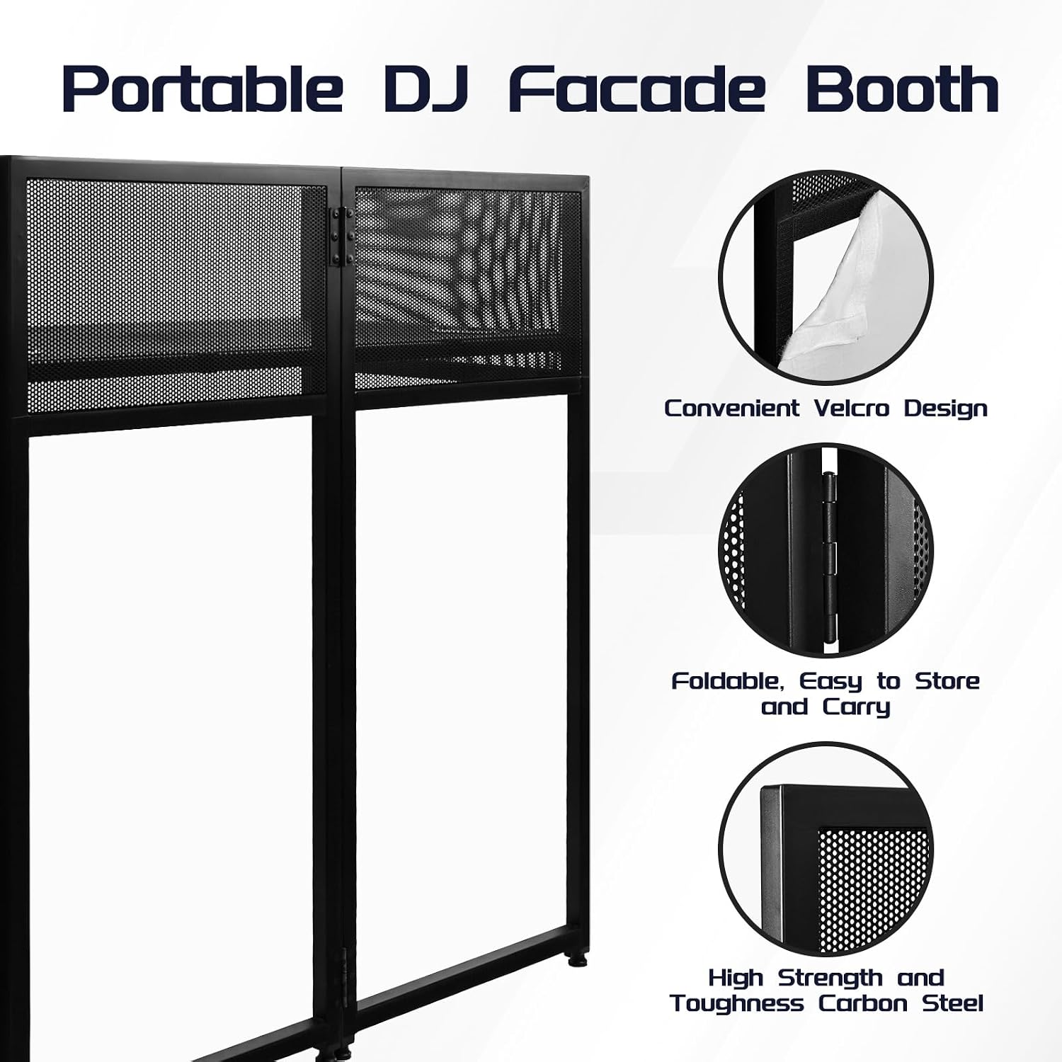Portable DJ Booth 40' x 20', DJ Facade Table with Black/White Light Scrims, Foldable DJ Stand for Laptop and Controller,with Carry Bag, Cable Hole, Perfect for Bars, Clubs, Party, Private Events