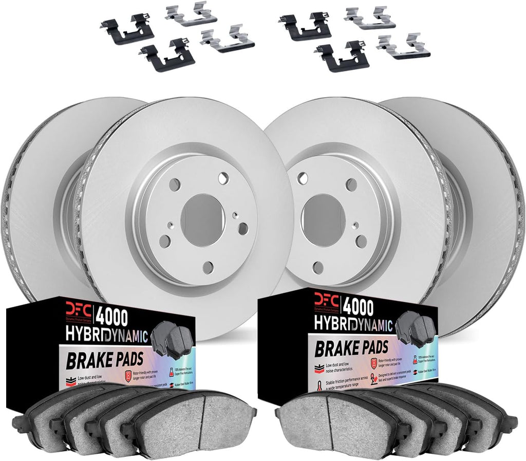 Dynamic Friction Company Front and Rear Brake Kit Fits 2007-2012 Mazda CX-7| 4000 HybriDynamic Pads, Blank Rotors| Hardware| 11.7' Front & 11.9' Rear