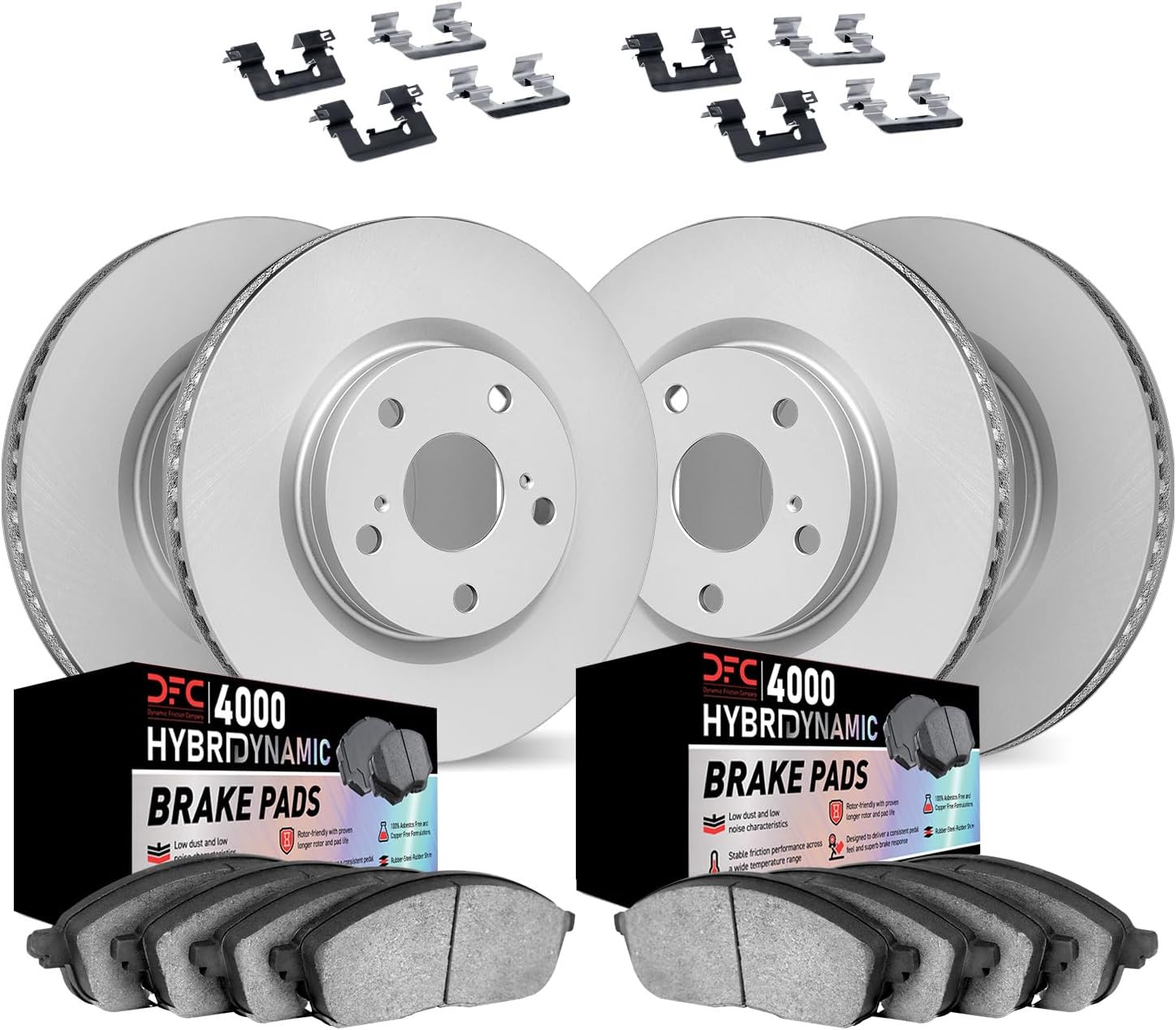 Dynamic Friction Company Front and Rear Brake Kit Fits 2007-2012 Mazda CX-7| 4000 HybriDynamic Pads, Blank Rotors| Hardware| 11.7' Front & 11.9' Rear