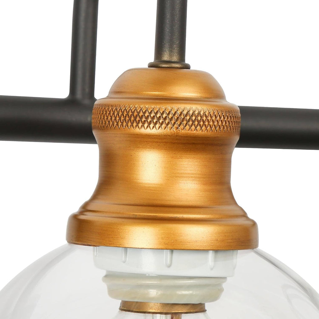 LALUZ Bathroom Light Fixtures, 5-Light Large Black and Gold Vanity Lights for Bathroom with Clear Globe Glass Shade, Modern Farmhouse Bathroom Vanity Lighting Over Mirror, 35.5' L x 7' W x 9' H