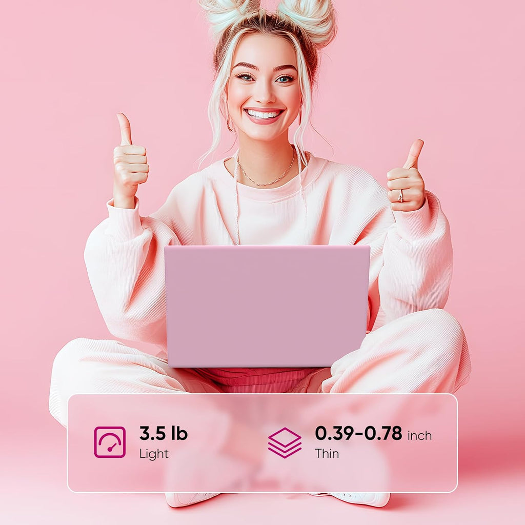 15.6' FHD Student Laptop Computer, 12GB DDR5, 512GB SSD, Quad-Core N150(Beat to i3-1115G4, Up to 3.6GHz), WiFi 6, Bluetooth 5.2, Pink
