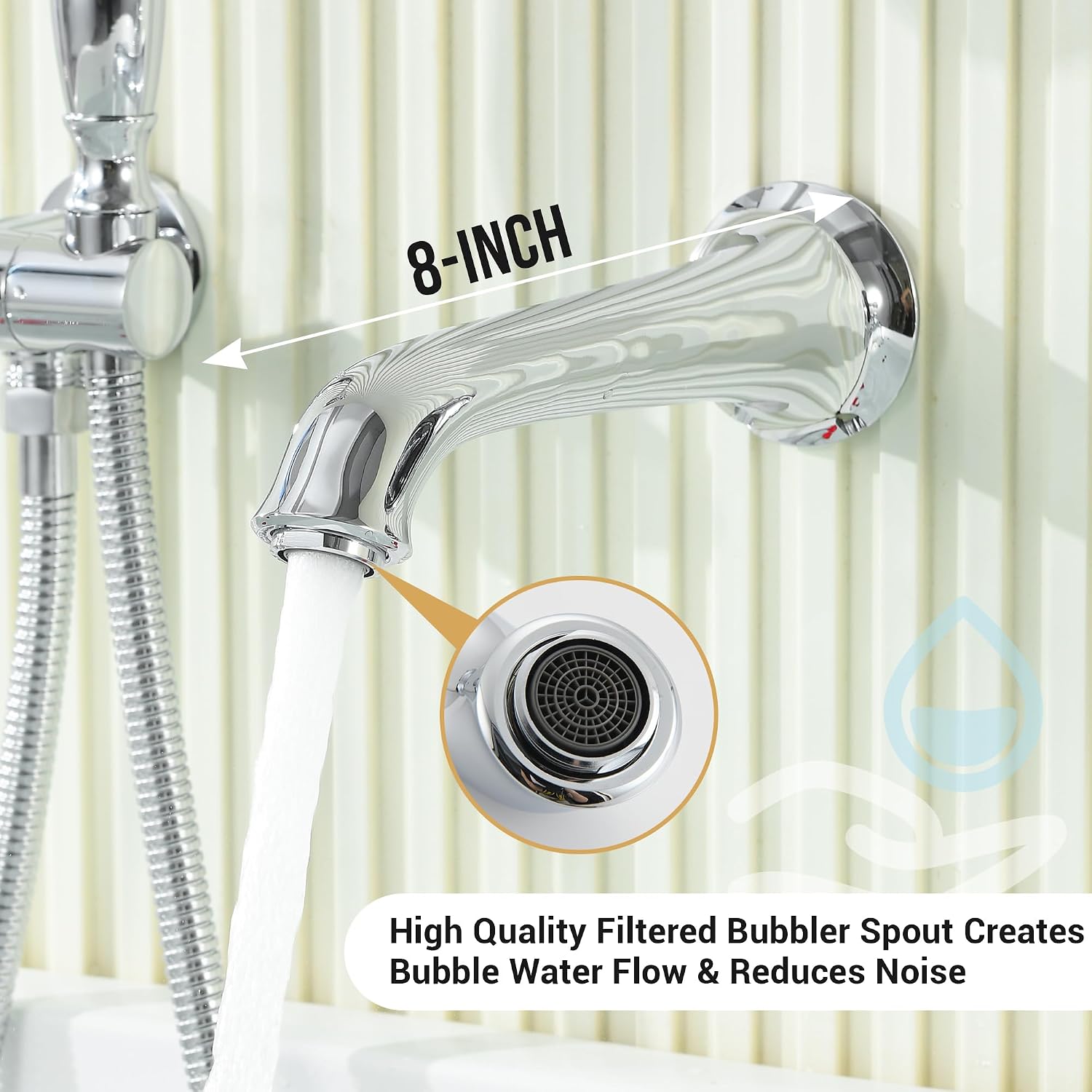 DASAN Antique Wall Mount Tub Filler Faucet with Hand Held Shower, Chrome Bathtub Faucet with Sprayer Wall Mounted Roman Bath Tub Faucet Set with High Flow Rough in Valve, AT201TF-CH