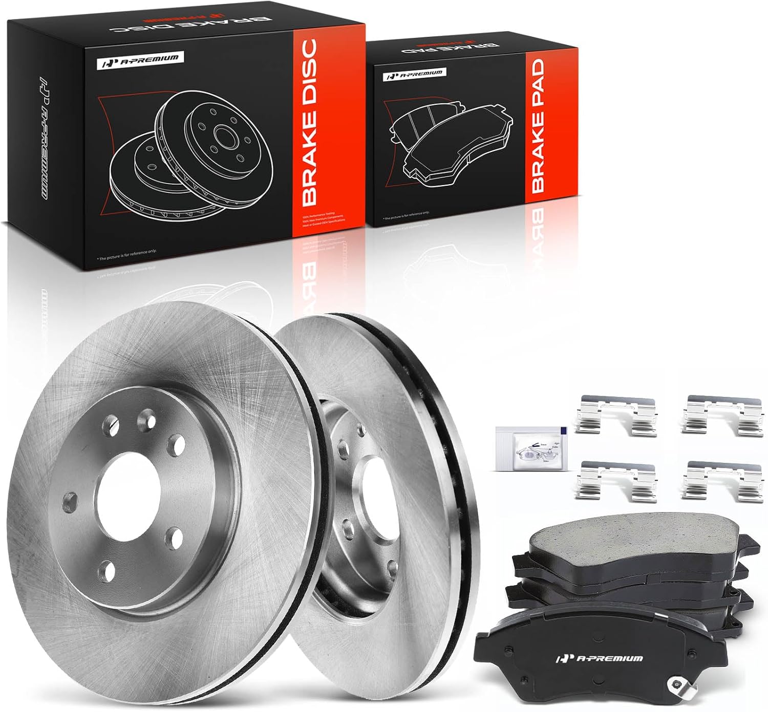 A-Premium 10.87 inch (276mm) Front Vented Disc Brake Rotors + Ceramic Pads Kit Compatible with Select Chevy Models - Cruze 2011-2015, Cruze Limited 2016, Sonic 2012-2017, 6-PC Set
