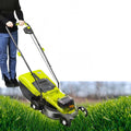 Portable Cordless Lawn Mower, Electric Lawn Mower, Dual Battery, 3400 RMP High Speed Mower, with Large 45 L Grass Box, 33 Cm Cutting Width, 30/50/70 Mm, 3 Adjustable Cutting Heights