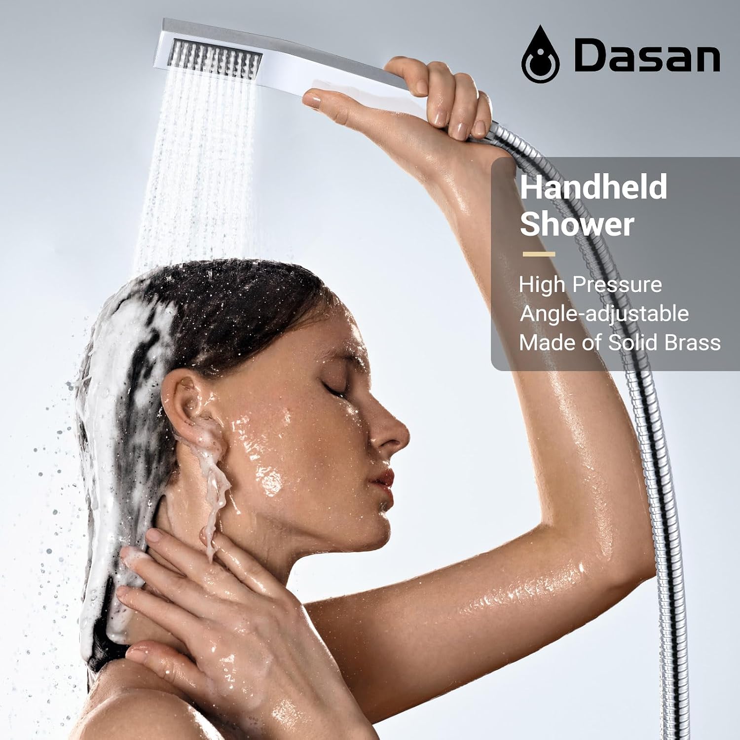 Polished Chrome Shower System with 4 PCS Shower Body Spray Jets & 12'' Ceiling Shower Head & Handheld Spray, DASAN Full Body Shower Faucet System with Jets Rainfall Shower Combo Set, SA-SS03BCH-S12C