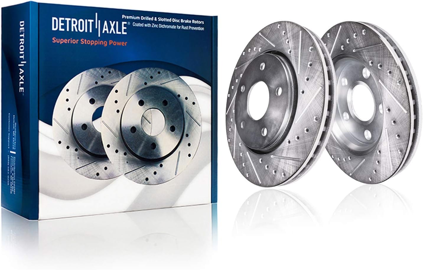 Detroit Axle - 8pc Brake Kit for 2006-2010 Ford Explorer/Explorer Sport Trac Mercury Mountaineer Drilled & Slotted Brake Rotors Ceramic Brakes Pads w/Hardware 2007 2008 2009 Front & Rear Replacement