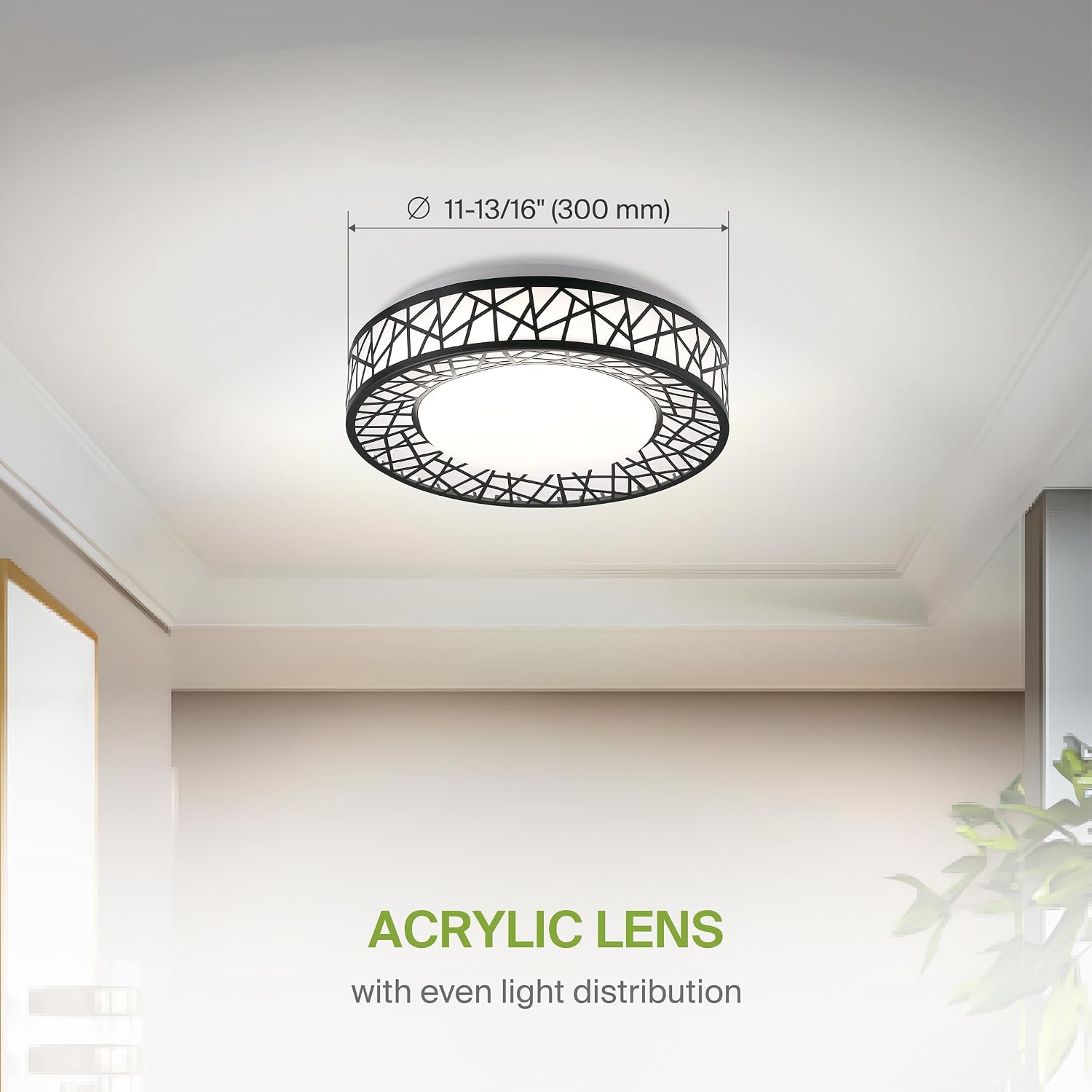 ASD 12 Inch LED Flush Mount Ceiling Light Fixture for Bedroom, 20W 1113LM 5CCT 2700K-5000K, Triac Dimmable Lights, Dining, Living Room, Kitchen Lamps, Modern Home Lighting Fixtures, Black, ETL, 4 Pack