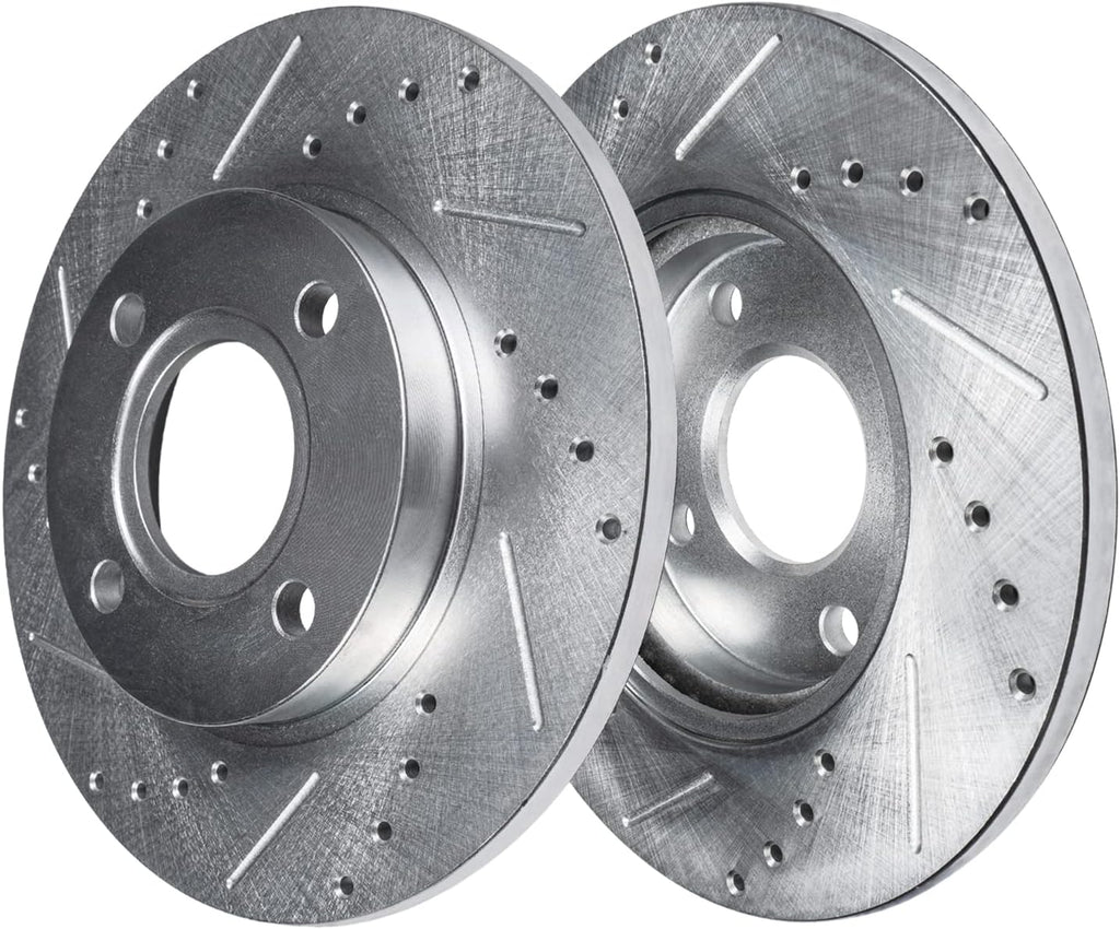 Detroit Axle - 2.3L Brake Kit for 1998-2002 Honda Accord 98-99 CL Front & Rear Drilled and Slotted Disc Brake Rotors Ceramic Brakes Pads 1999 2000 2001 Replacement