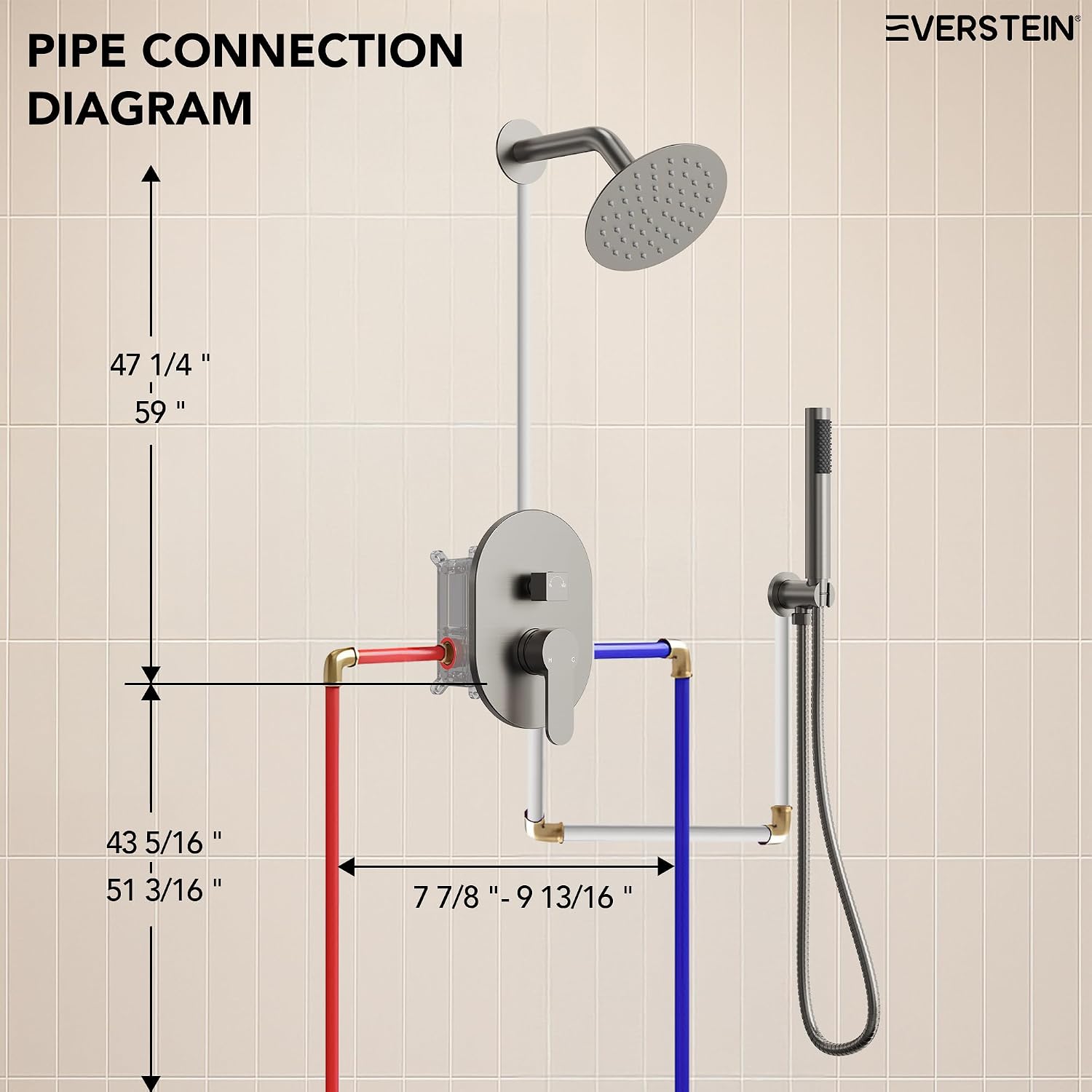 6' High-Pressure Shower System with Handheld Spray, Wall Mount Round Bathroom Shower Faucet Set with Valve (Brushed Nickel)