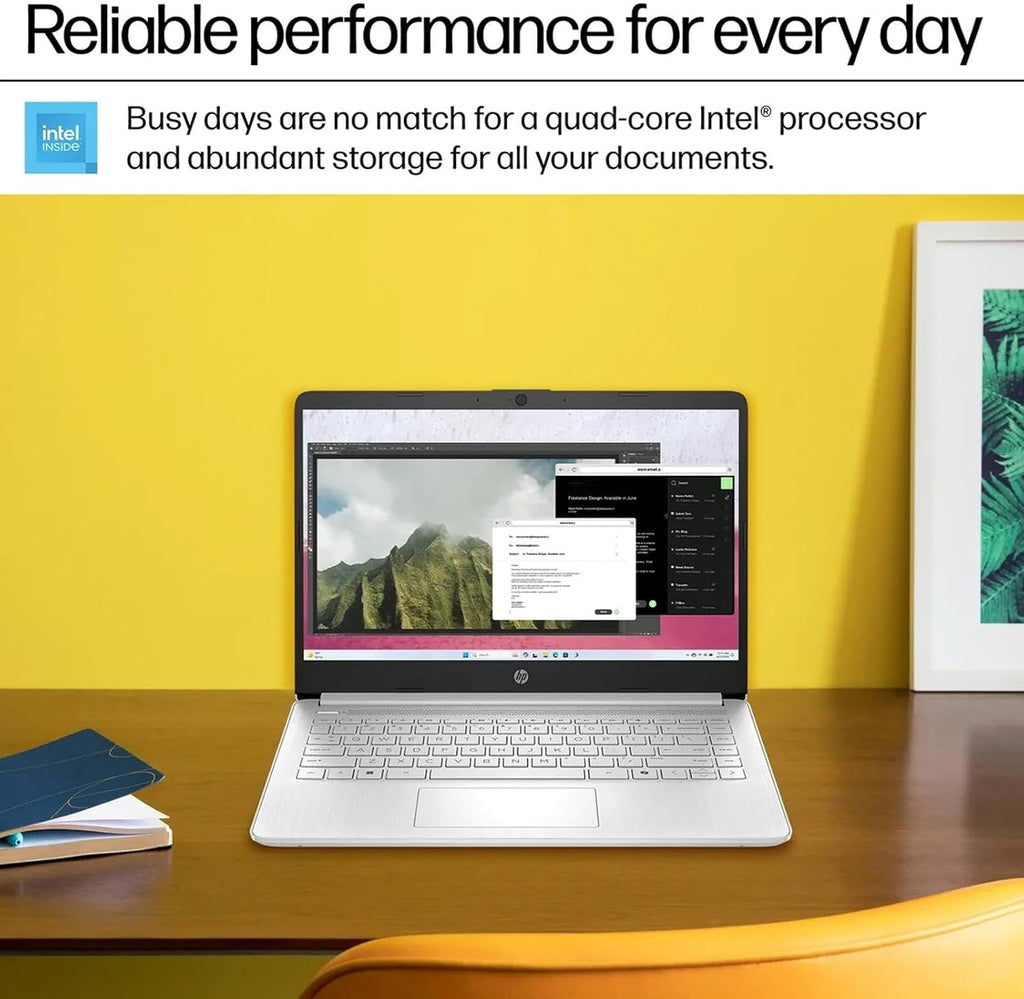 HP 2025 Student Business Laptop Computer - w/1 Year Office 365, 16GB RAM, 128GB UFS & 256GB SD Card, Ai Copilot Intel 4-Core Processor, HD Display, Windows 11 Pro(Silver)