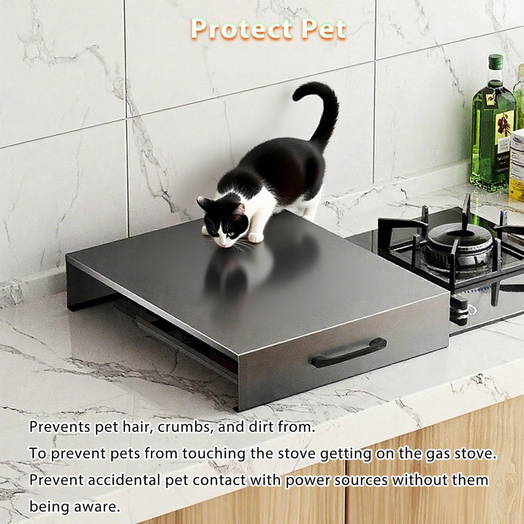 Carbon Steel Cooktop Cover, Noodle Board Stove Covers for Electric Burner, Induction Cooker Stand Kitchen Suitable Utensils(White,40x30x5cm(16x12x2in))