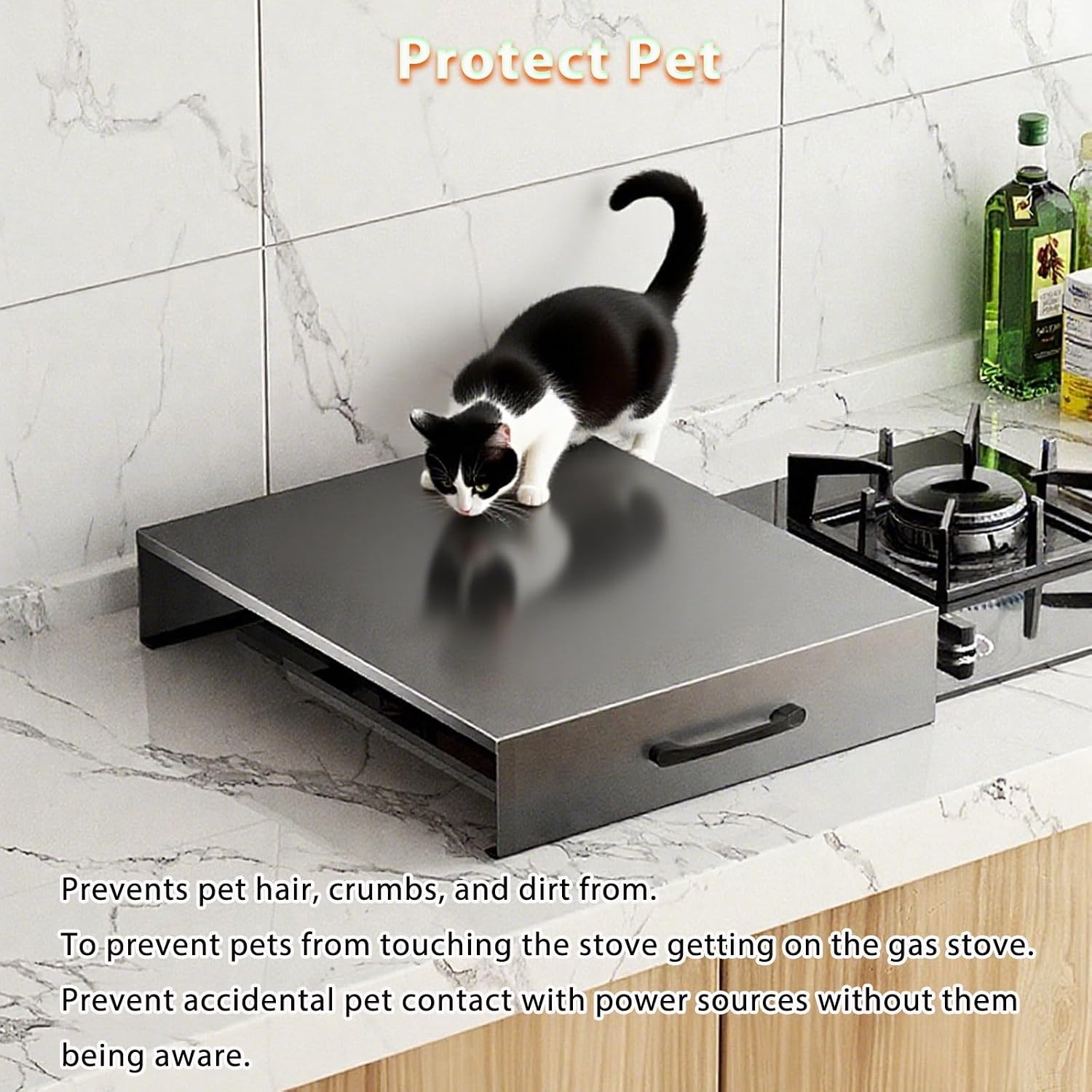 Carbon Steel Cooktop Cover, Noodle Board Stove Covers for Electric Burner, Induction Cooker Stand Kitchen Suitable Utensils(White,40x30x5cm(16x12x2in))